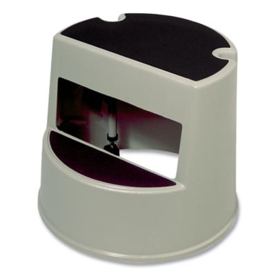 Image showing  2-Step Rolling Step Stool, Curved Design, Retracting Casters, Blue