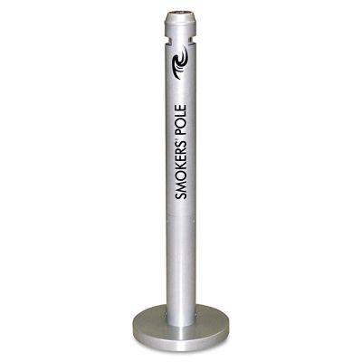 Rubbermaid 0.9 gal. Smoker's Pole, Round, Steel, Silver