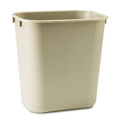 Rubbermaid 3.5 gal. Desk-side Plastic Wastebasket, Rectangular, Beige