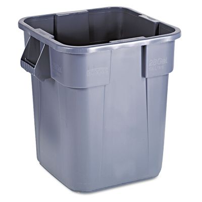 Image showing  BRUTE 28 gal. Square Poly Trash Container, Gray