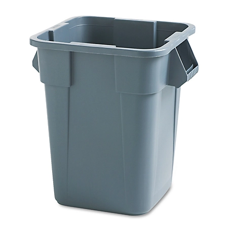 Rubbermaid 40 gal. Brute Trash Container, Square, Polyethylene, Gray