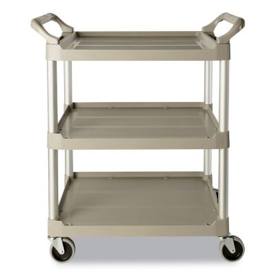 Rubbermaid 200 lb. Capacity Service Cart, Three-Shelf, 18.63 in. x 33.63 in. x 37.75 in., Off-White