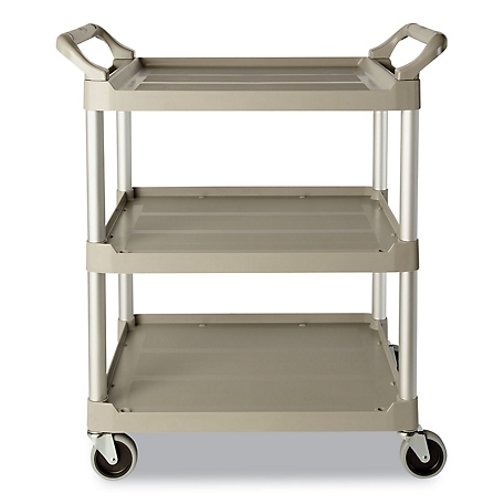 Rubbermaid 200 lb. Capacity Service Cart, Three-Shelf, 18.63 in. x 33.63 in. x 37.75 in., Off-White