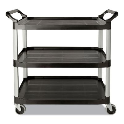 Rubbermaid 200 lb. Capacity Service Cart, Three-Shelf, 18.63 in. x 33.63 in. x 37.75 in., Black