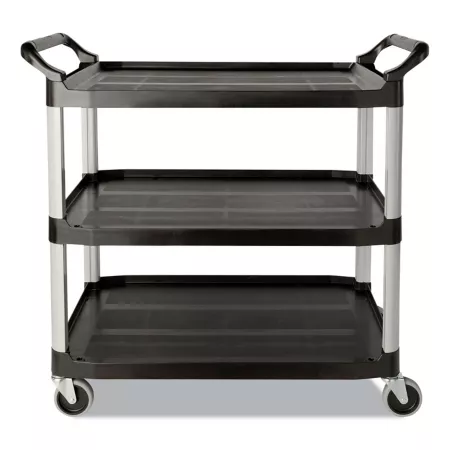 Rubbermaid Serving Cart 200 lb Capacity Three Shelves 18.63 in x 33.63 in x 37.75 in Black Utility Carts