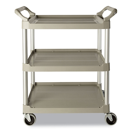 Rubbermaid 200 lb. Capacity Service Cart, Three-Shelf, 18.63 in. x 33.63 in. x 37.75 in., Platinum