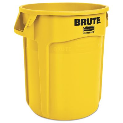 Rubbermaid 20 gal. Round Brute Trash Container, Plastic, Yellow -  RCP2620YEL
