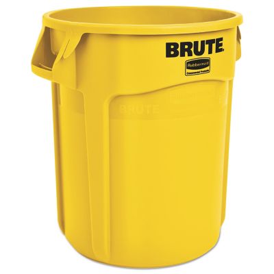 Rubbermaid 20 gal. Round Brute Trash Container, Plastic, Yellow