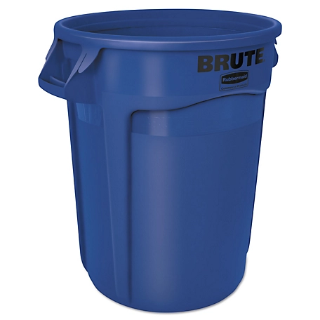 Rubbermaid 32 gal. Round Brute Trash Container, Plastic, Blue
