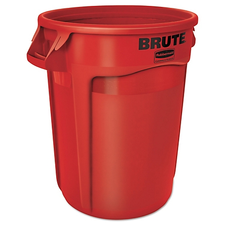 Rubbermaid 32 gal. Round Brute Trash Container, Plastic, Red