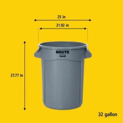 Image showing  BRUTE 32 gal. Round Plastic Trash Container, Red