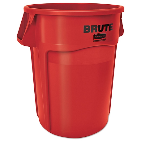 Rubbermaid 44 gal. Brute Vented Trash Receptacles, Round, Red, 4-Pack