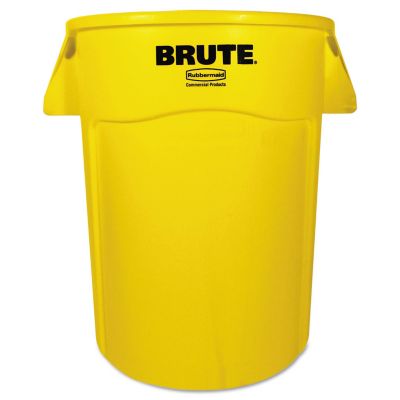 Rubbermaid 44 gal. Brute Vented Trash Receptacle, Round, Yellow