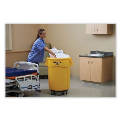 Image showing  BRUTE 44 gal. Round Vented Trash Receptacle, Yellow