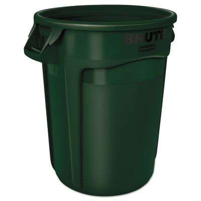 Rubbermaid 32 gal. Round Brute Trash Container, Plastic, Dark Green