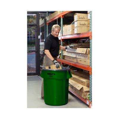 Image showing  BRUTE 32 gal. Round Plastic Trash Container, Dark Green