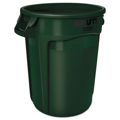 Image showing  BRUTE 32 gal. Round Plastic Trash Container, Dark Green