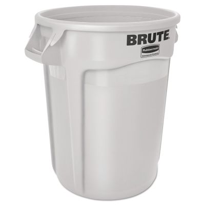 Rubbermaid 10 gal. Round Brute Trash Container, Plastic, White