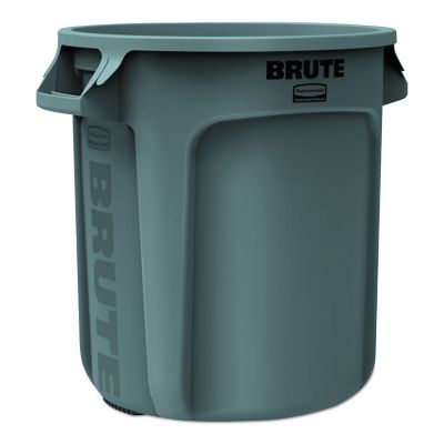 Rubbermaid 10 gal. Round Brute Trash Container, Plastic, Gray