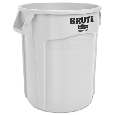 Rubbermaid 20 gal. Round Brute Trash Container, Plastic, White