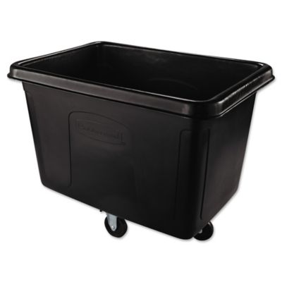 Rubbermaid 105 gal. Cube Waste Truck, Rectangular, Black, 500 lb. Capacity