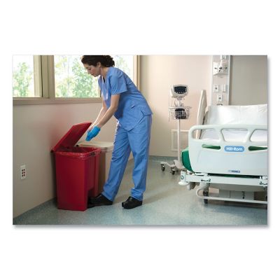 Image showing  18 gal. Indoor Plastic Utility Step-On Waste Container, Red