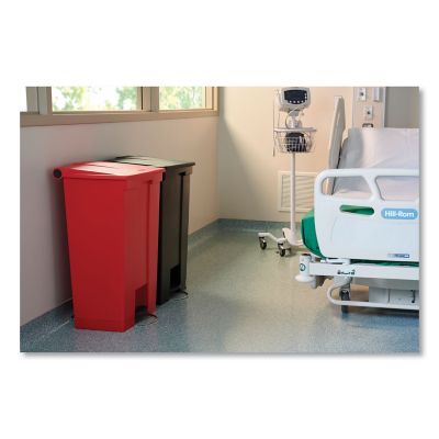 Image showing  18 gal. Indoor Plastic Utility Step-On Waste Container, Red
