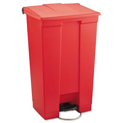 Rubbermaid 23 gal. Indoor Utility Step-On Waste Container, Rectangular, Plastic, Red