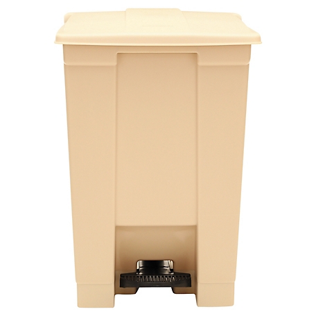 Rubbermaid 12 gal. Indoor Utility Step-On Waste Container, Square, Plastic, Beige