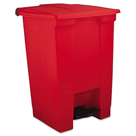 Rubbermaid 12 gal. Indoor Utility Step-On Waste Container, Square, Plastic, Red