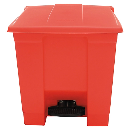 Rubbermaid 8 gal. Indoor Utility Step-On Waste Container, Square, Plastic, Red