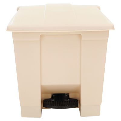 Rubbermaid 8 gal. Indoor Utility Step-On Waste Container, Square, Plastic, Beige
