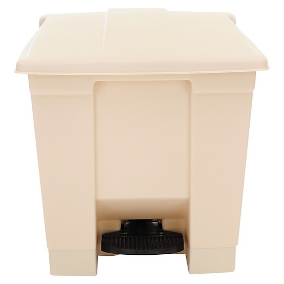 Indoor Utility Step-On Waste Container, Square, Plastic, 8gal, Beige Indoor Utility Step-On Waste Container, Square, Plastic, 8gal, Beige