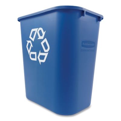 Image showing  28.13 qt. Rectangular Desk-Side Recycling Container, Plastic, Blue
