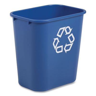 Image showing  28.13 qt. Rectangular Desk-Side Recycling Container, Plastic, Blue