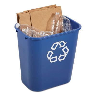 Image showing 5 th Rubbermaid 28.13 qt. Rectangular Desk-Side Recycling Container, Plastic, Blue
