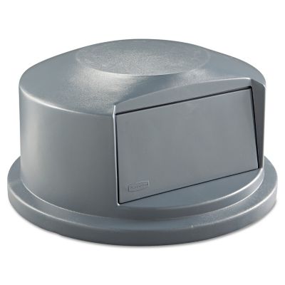 Rubbermaid Round Brute Dome Top Receptacle Push Door Lid for 44 gal. Containers, 24.81 in. x 12.63 in., Gray, Plastic -  FG264788GRAY