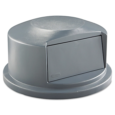 Rubbermaid Round Brute Dome Top Receptacle Push Door Lid for 44 gal. Containers, 24.81 in. x 12.63 in., Gray, Plastic