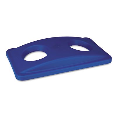 Image showing  Rectangular Plastic Lid for Slim Jim Bottle Recycling Containers, 20.38 in. x 11.38 in. x 2.75 in., Blue