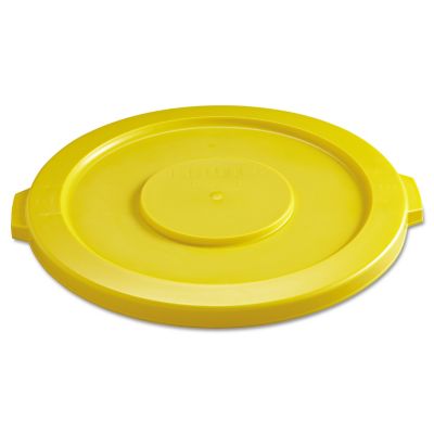 Rubbermaid 32 gal. Round Brute Container Round Flat Top Lid, 22.25 in., Plastic, Yellow