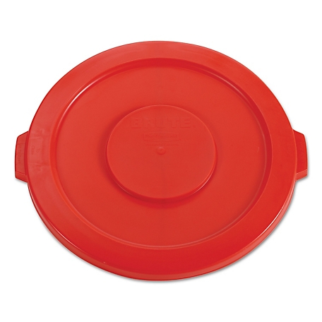 Rubbermaid 32 gal. Round Brute Container Round Flat Top Lid, 22.25 in., Plastic, Red