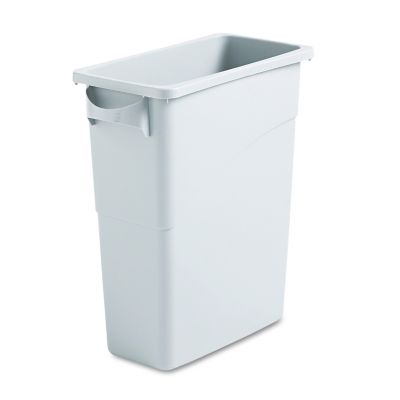 Rubbermaid 15.9 gal. Slim Jim Waste Container with Handles, Rectangular, Plastic, White -  1971258