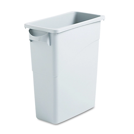 Rubbermaid 15.9 gal. Slim Jim Waste Container with Handles, Rectangular, Plastic, White