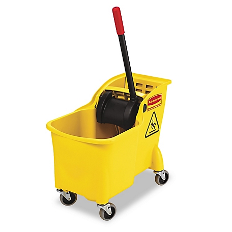 Rubbermaid 31 qt. Tandem Mop Bucket with Wringer Combo, Plastic, Yellow