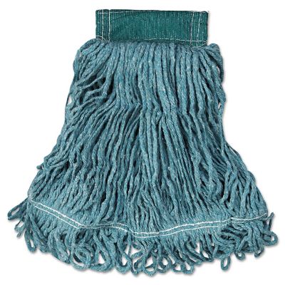 Rubbermaid Super Stitch Blend Mop Head, Medium, Cotton/Synthetic, Green, 6-Pack