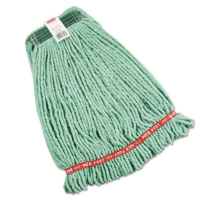Rubbermaid Web Foot Wet Mop Head, Shrink-Less, Cotton/Synthetic, Green, Medium
