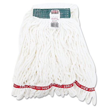 Rubbermaid Web Foot Shrink-Less Looped-End Wet Mop Head, Cotton/Synthetic, Medium, White, 6-Pack, RCPA21206WHICT