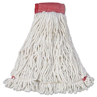 Rubbermaid Web Foot Wet Mop Head, Shrink-Less, Cotton/Synthetic, White, Large, 6 pk.