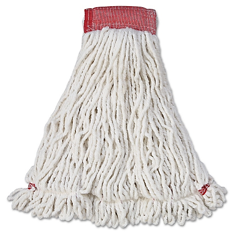 Rubbermaid Web Foot Wet Mop Head, Shrink-Less, Cotton/Synthetic, White, Large, 6 pk.