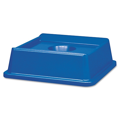 Rubbermaid Untouchable Bottle and Can Recycling Bin Top, Square, 20.13 in. x 20.13 in. x 6.25 in., Blue, Plastic